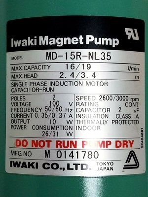 فوجي فرونتييه 370/375 مينيلاب 133H0287D تجميع المضخة (PU710-PU711) IWAKI MD-15R جديد المزود